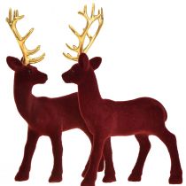 Product Deer Deco Reindeer Bordeaux Gold Calf Flocked 20cm Set of 2