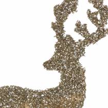 Product Decorative plug deer glitter gold assorted 8/10cm 18 pcs