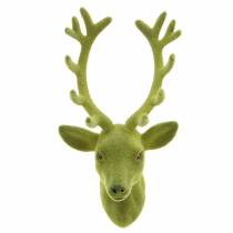Product Deco deer head flocked moss green 10cm x 20cm 3pcs