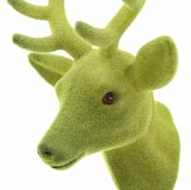 Product Decorative deer head flocked moss green 10cm x 20cm 3 pcs
