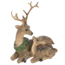 Product Decorative figurine of a deer family with snow as winter decoration, 17cm