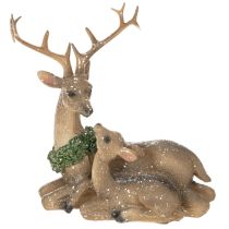 Product Decorative figurine of a deer family with snow as winter decoration, 17cm