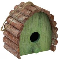 Product Hanging decoration birdhouse with round roof wood green brown 16.5×10×17cm