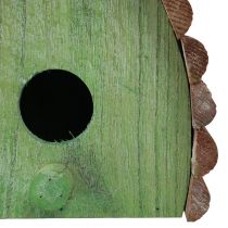 Product Hanging decoration birdhouse with round roof wood green brown 16.5×10×17cm