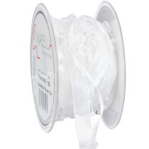 Product Wedding decoration organza ribbon white 10mm x 5m with hearts &amp; pearls