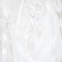 Product Wedding decoration organza ribbon white 10mm x 5m with hearts & pearls
