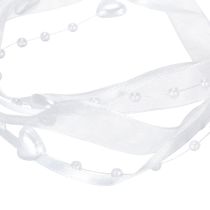 Product Wedding decoration organza ribbon white 10mm x 5m with hearts & pearls