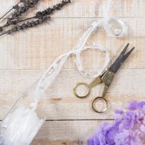 Product Wedding decoration organza ribbon white 10mm x 5m with hearts &amp; pearls