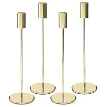 Product Tall taper candle holder, gold metal, 27.5cm, 4 pieces