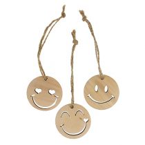 Product Wooden pendant Emoticon Emoticon® Ø4cm natural 24 pcs