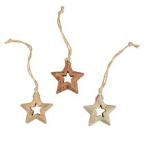 Product Wooden Pendants Wooden Stars Natural Christmas Tree Decoration Ø4.5cm 8 pcs