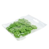 Product Wooden flower with face green 2.5cm 48 pcs