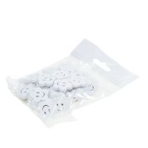 Product Wooden flower with face white 2.5cm 48 pcs