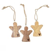 Product Wooden angel natural decorative hanger angel decoration 8×1×10cm 6pcs