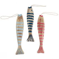 Product Wooden fish for hanging fish decoration wood 29cm colored 3 pieces