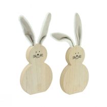 Product Wooden bunny with movable ears brown white 11.5×27cm 2pcs