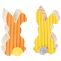 Product Wooden Easter Bunny Decorations, Yellow and Orange, 4x8cm, 6 Pieces