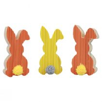 Wooden bunnies decorative bunnies Easter decoration yellow orange 4×8cm 6pcs