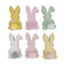 Wooden bunnies decorative bunnies Easter decoration wood pastel 8.5×16cm 6pcs