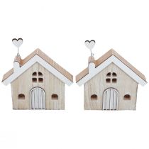 Product Wooden House Decorative House Table Stand Wood 16.5cm 2 pcs