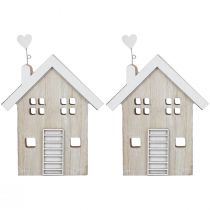Product Wooden House Decorative House Table Stand Wood 20cm 2 Pcs
