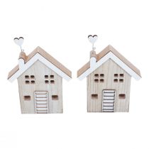 Product Wooden House Decorative House Table Stand Wood 20cm 2 Pcs