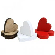 Wooden heart scatter decoration wedding hearts wood 2.5/2/1.5cm 48 pieces