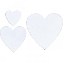 Wooden heart scatter decoration wedding hearts white 3/5/7cm 50p