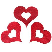 Product Wooden heart for scattering red 4cm 72 pcs