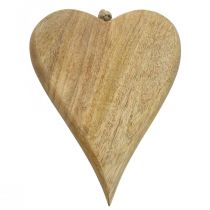 Wooden heart deco hanger heart wood decoration for hanging nature 26cm