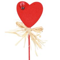 Product Wooden Hearts Decorative Plugs Hearts with Ladybug Red 4cm 16 Pcs