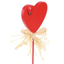 Product Wooden Hearts Decorative Plugs Hearts with Ladybug Red 4cm 16 Pcs