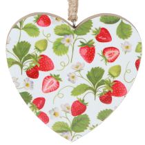Product Heart Strawberries Hanging Summer Décor Wood 10cm 4pcs