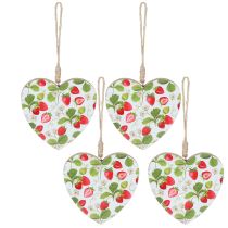 Product Heart Strawberries Hanging Summer Décor Wood 10cm 4pcs
