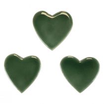 Product Wooden hearts decorative hearts green glossy wood 4.5cm 8pcs