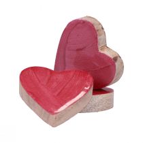 Product Wooden hearts decorative hearts pink shiny scattered decoration 4.5cm 8pcs