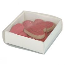 Product Wooden hearts decoration hearts pink shiny scatter decoration 4.5cm 8 pcs