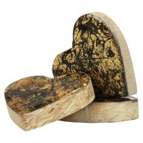 Product Wooden hearts decorative hearts black gold shine effect 4.5cm 8pcs