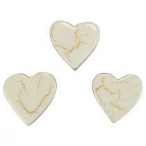 Product Wooden hearts decorative hearts white gold gloss crackle 4.5cm 8pcs