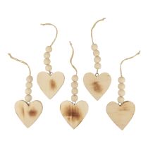 Product Wooden hearts decorative hanger wood decorative hearts burned 8cm 6pcs