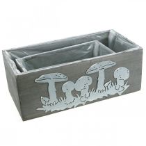 Product Wooden box set toadstool, autumn decorations, garden decorations, plant boxes L40 / 30cm, set of 2