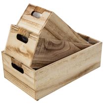 Product Wooden box with chalkboard for labeling, set of 3, 36cm