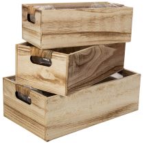 Product Wooden box with chalkboard for labeling, set of 3, 36cm