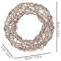 Product Wooden wreath, decorative wreath, natural white, Ø30cm, H9.5cm