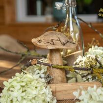 Wooden mushroom with pattern wooden decoration mushroom natural, golden Ø12.5cm H15cm