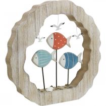 Table decoration fish wood to place blue, red maritime decoration Ø28cm