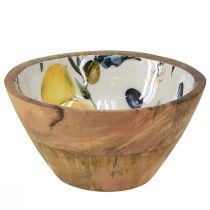 Wooden bowl mango wood motif lemon olives Ø13.5cm H7cm