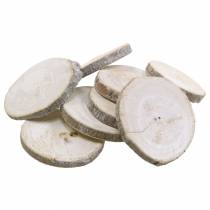Round whitened wooden discs Ø3-4.5cm 400g in a net