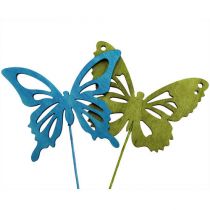 Product Wooden butterfly with wire colored assort. 8cmx6cm L28cm