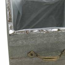 Product Planter wooden drawer washed gray 15×15cm/12×12cm set of 2